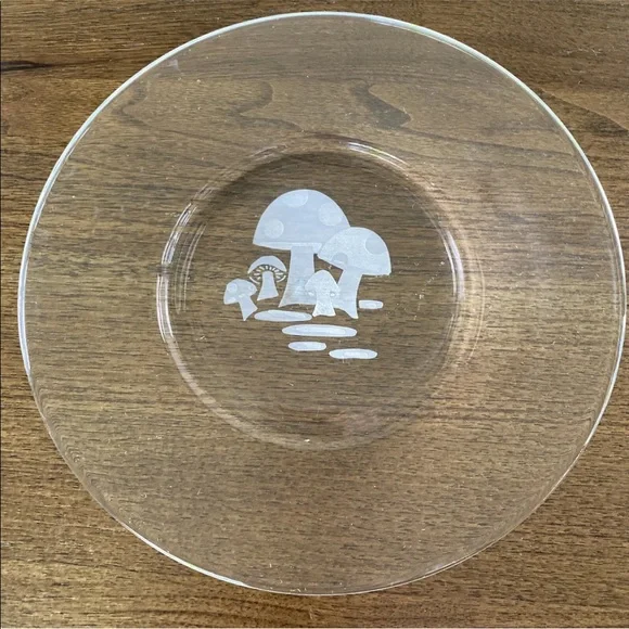 8 Mushroom Plate Vintage MCM Bonwit Teller 1950's Clear Glass Salad Dish SET - Picture 11 of 11